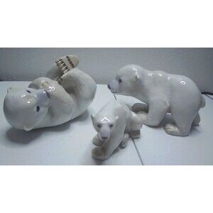Bing and Grondahl Copenhagen Polar Bear Family Set of 3 Super Rare